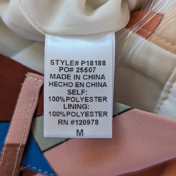 Entro Multicolor High Waisted Boho Abstract Geometric Print Slacks Pants Size M - Picture 6 of 12